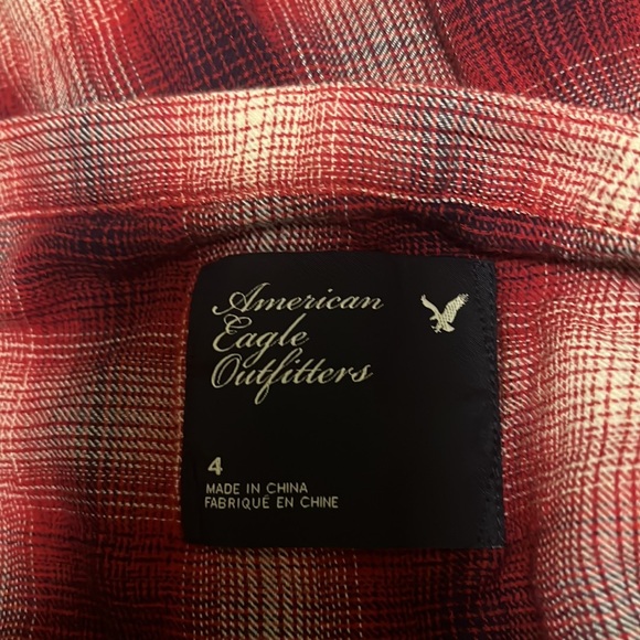 American Eagle Outfitters, 5-Button, Tie Belt, Roll Tab Sleeves Top, Multi, 4 - Picture 6 of 7